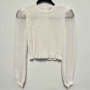 Aritzia Wilfred Tempest smoked chiffon blouse in light birch xs